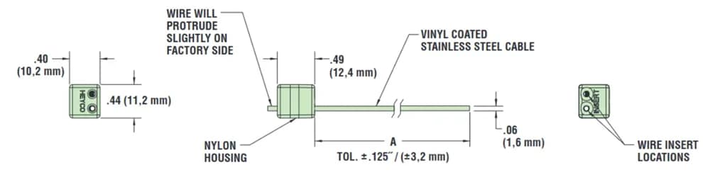 Mechanical Drawing - Heyco Crimpless Sunbundler® Cable Ties for Solar