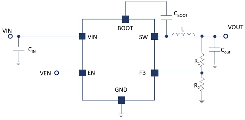Application Circuit Diagram - STMicroelectronics DCP3601 Synchronous Buck Converters