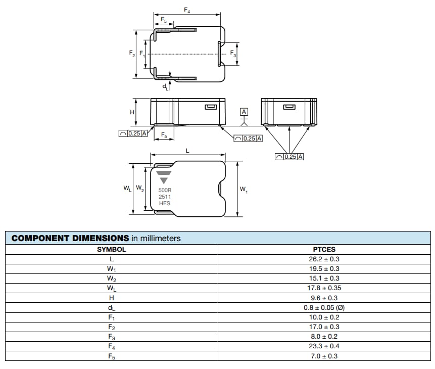 Chart - Vishay / BC Components PTCES SMD PTC Thermistors