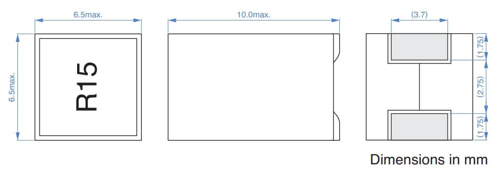 Mechanical Drawing - TDK VLBU6565100 F4-Type Wound Ferrite Inductors