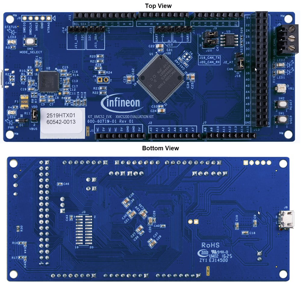 Mechanical Drawing - Infineon Technologies XMC5200 Evaluation Board