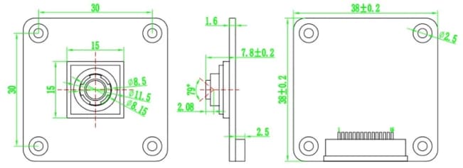 Mechanical Drawing - DFRobot IMX378-79 12.3MP Camera Module